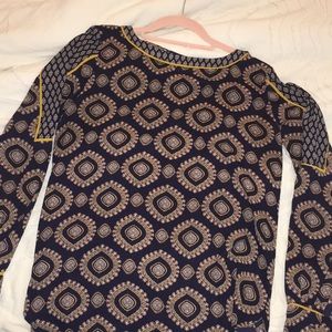 Loft long sleeve navy yellow and pink paisley